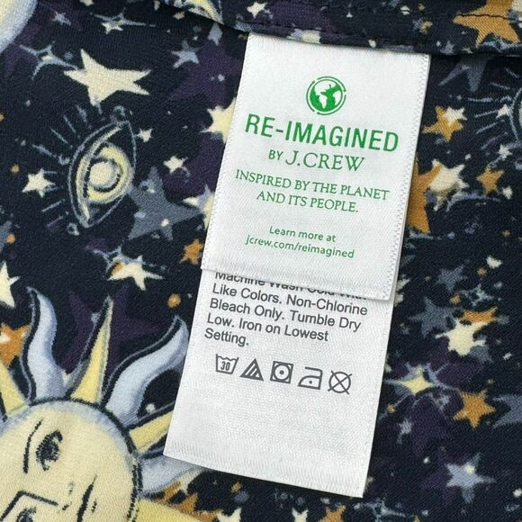 J. CREW Woman's XXL Navy Blue Celestial Easy-luxe Eco Robe Twinkling Sky Pockets - Picture 7 of 12